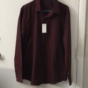 Perry Ellis Maroon Oeko-Tex Slim Fit Dress Shirt NEW Large Holiday Business